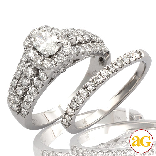 14KW 1.85CTW OVAL DIAMOND BRIDAL SET - SINGLE HALO