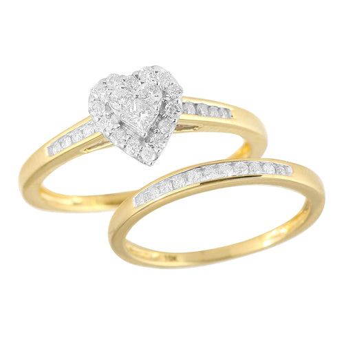 10KY 0.50CTW DIAMOND HEART SHAPED BRIDAL SET