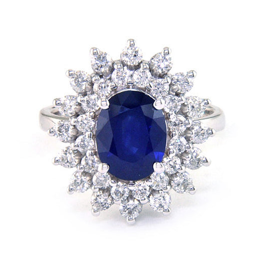 Effy 14K White Gold Diamond,Natural Sapphire Ring