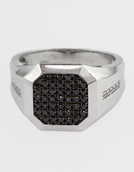Effy 14K White Gold Diamond,Black Diamond, Ring