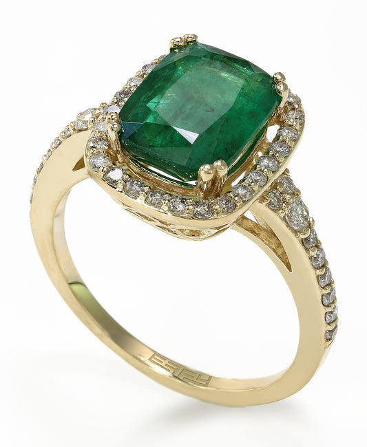 Effy 14K Yellow Gold Diamond,Natural Emerald Ring