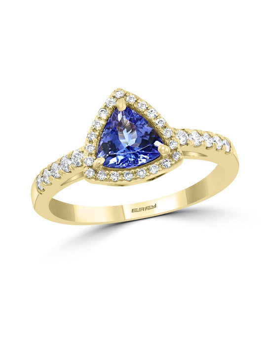EFFY 14K YELLOW GOLD DIAMOND,TANZANITE RING