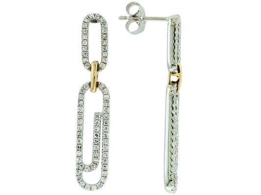 EFFY 14K WHITE and YELLOW GOLD DIAMOND EARRINGS