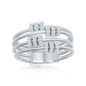 Sterling Silver Designer Ring, Set with CZ, Bonded with Platinium, MADE IN ITALY