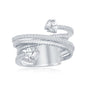 Sterling Silver Designer Ring, Set with CZ, Bonded with Platinium, MADE IN ITALY