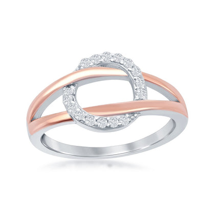 Sterling Silver + Rose Gold Plated Cricle Ring