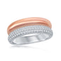 Sterling Silver Two-Tone Micro Pave Rose Gold Plated Double Band Ring