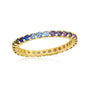 Sterling Silver Rainbow CZ 2mm Eternity Band Ring - Gold Plated