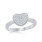 Sterling Silver Shiny Band w/Micro Pave Heart Ring