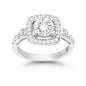 Sterling Silver 7MM Prong Round CZ With Large Square CZ Border Engagement Ring
