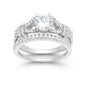 Sterling Silver CZ Engagement and Wedding Ring Set