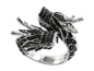 EFFY 14K WHITE GOLD BLACK DIAMOND,TSAVORITE RING