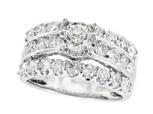 EFFY 14K WHITE GOLD DIAMOND RING (WITH  0.50  CENTER SIZE) CENTER SIZE: 0.50