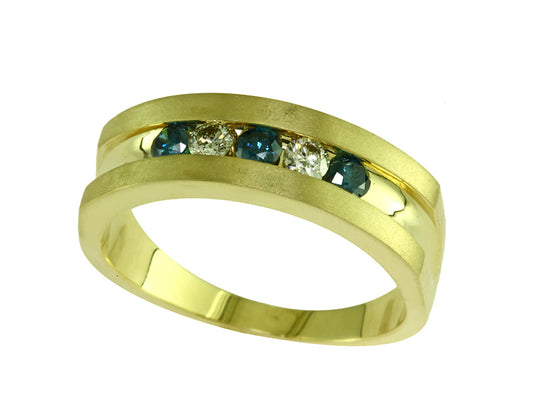 EFFY 14K YELLOW GOLD DIAMOND,BLUE DIAMOND, RING