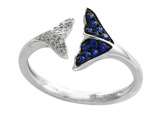 EFFY 14K WHITE GOLD DIAMOND,NATURAL SAPPHIRE RING