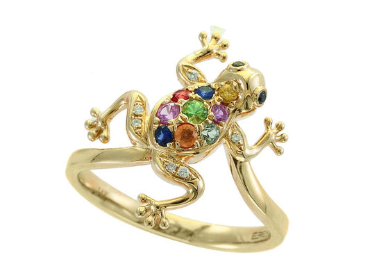 EFFY 14K YELLOW GOLD DIAMOND,BLACK DIAMOND,NATURAL CEYLON SAPPHIRE,GREEN SAPPHIRE,ORANGE SAPPHIRE,PINK SAPPHIRE,NATURAL SAPPHIRE,TSAVORITE,YELLOW SAPPHIRE RING