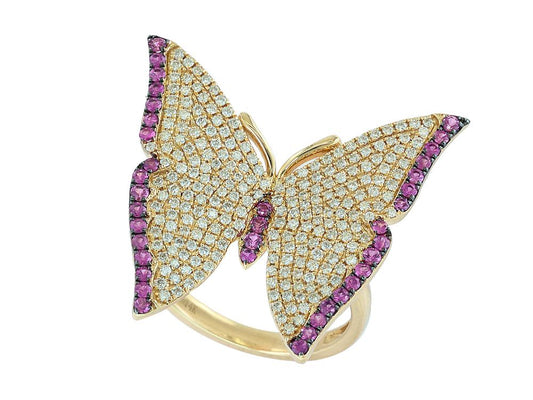 EFFY 14K YELLOW GOLD DIAMOND,PINK SAPPHIRE RING