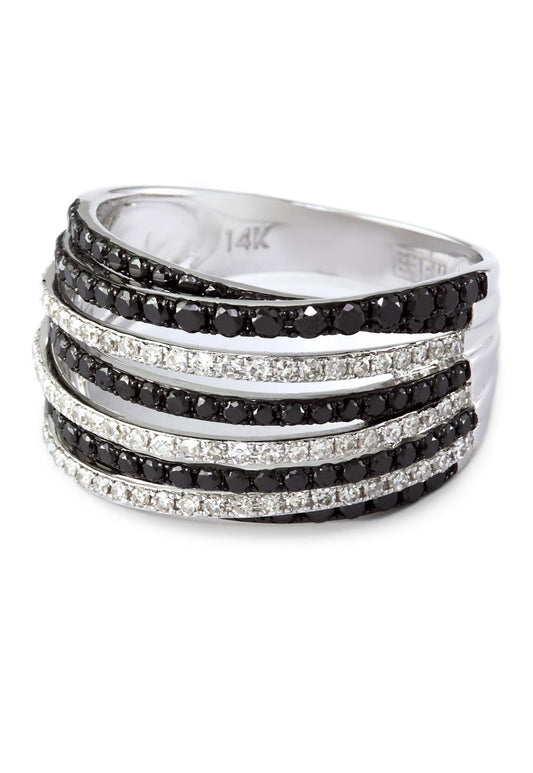 EFFY 14K WHITE GOLD DIAMOND,BLACK DIAMOND, RING