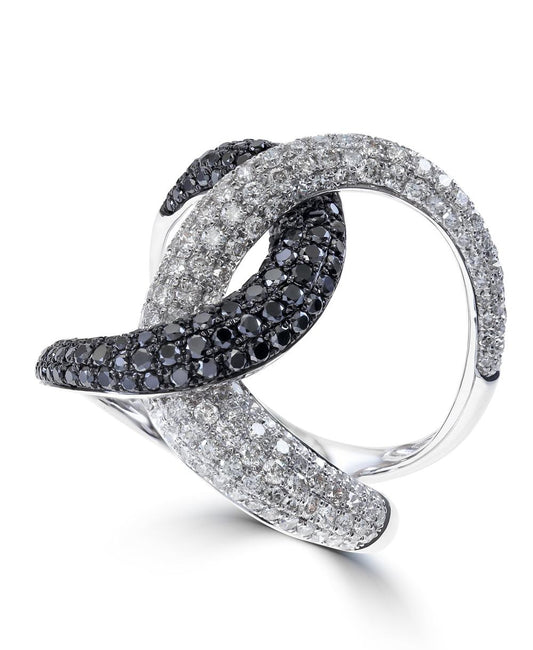 EFFY 14K WHITE GOLD DIAMOND,BLACK DIAMOND, RING