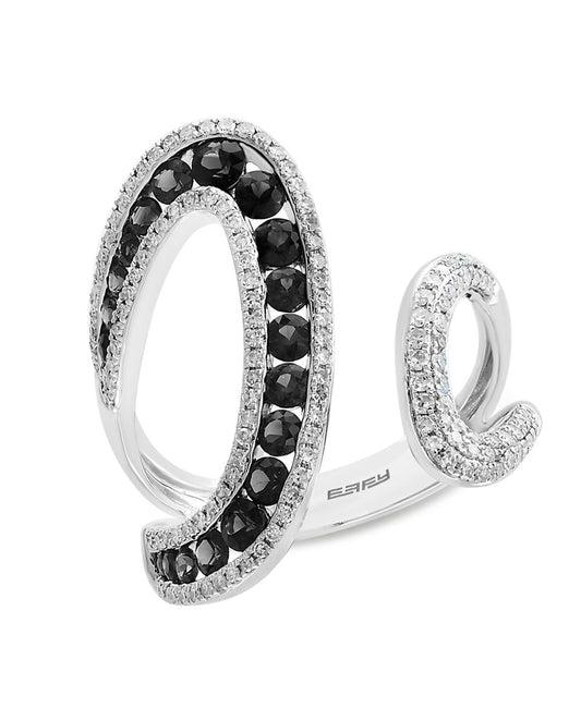 EFFY 14K WHITE GOLD DIAMOND,NATURAL SAPPHIRE RING