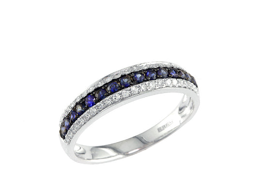 EFFY 14K WHITE GOLD DIAMOND,NATURAL SAPPHIRE RING