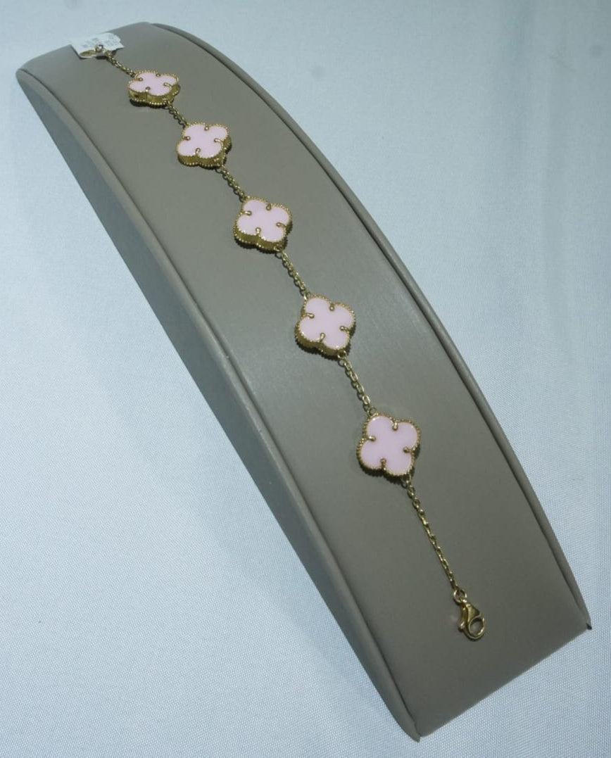 10k yellow gold -Pink Mother of Pearl