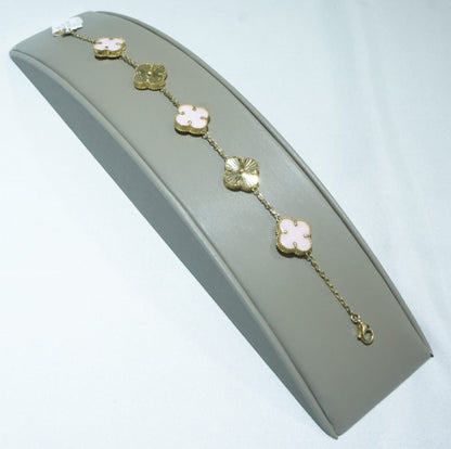 10k yellow gold -Pink Mother of Pearl