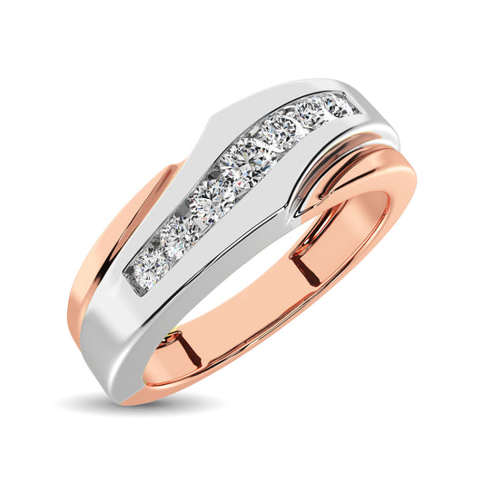 10K Two Tone Gold 1/4 Ct.Tw. Diamond Mens Band