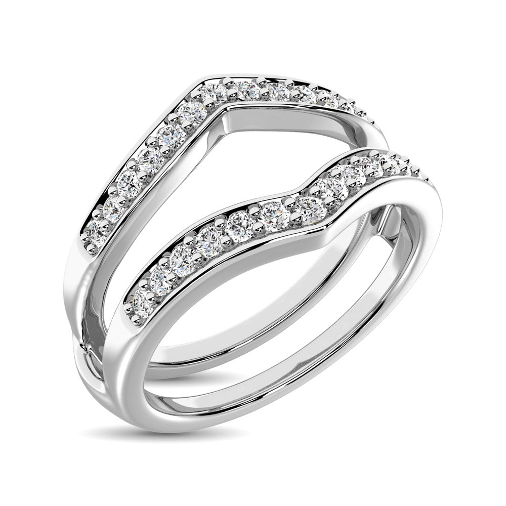 14K White Gold 1/4 Ct.Tw.Diamond Guard Ring