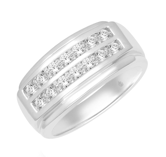 14K White Gold 1Ct Diamond Mens Ring