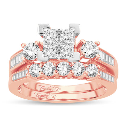 14K  1.50 CT  PRINCESS CUT Diamond  BRIDAL  RING