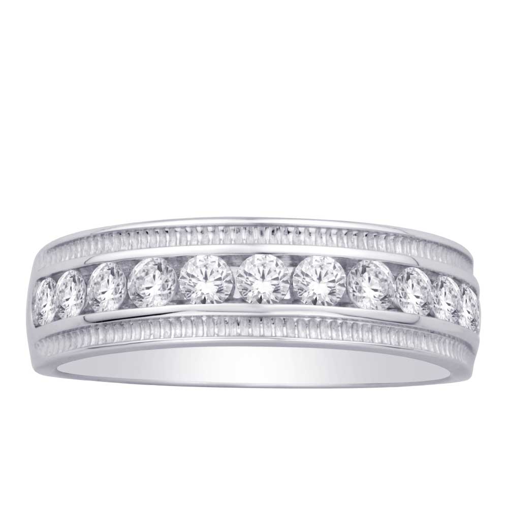 10K White Gold 1/2 Ct.Tw. Diamond Mens Machine Band