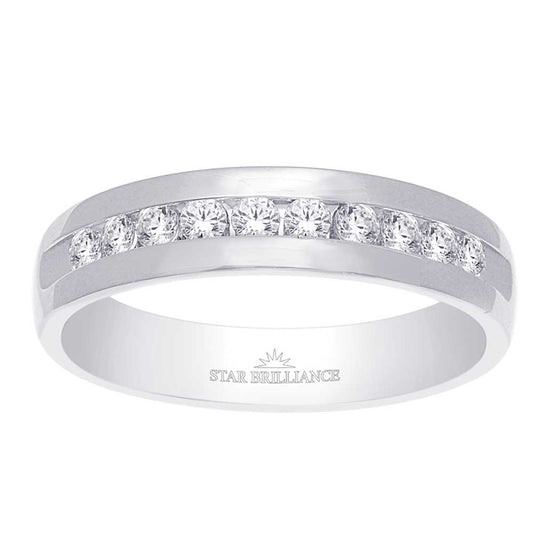14K White Gold 1/4 Ct.Tw. Diamond Mens Machine Band