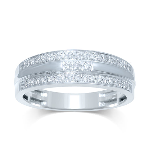 10K White Gold 1/4 Ct.Tw. Diamond Mens Ring