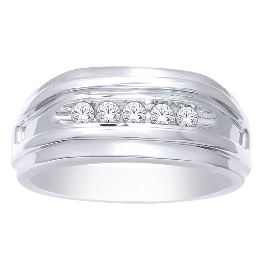10K White Gold 1/4 Ct.Tw. Diamond Mens Band