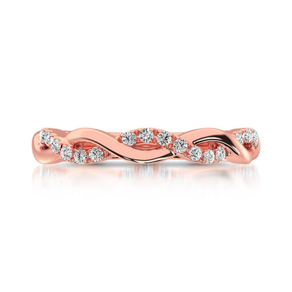 14K Rose  Gold 1/20 Ct.Tw.Diamond Wedding Band
