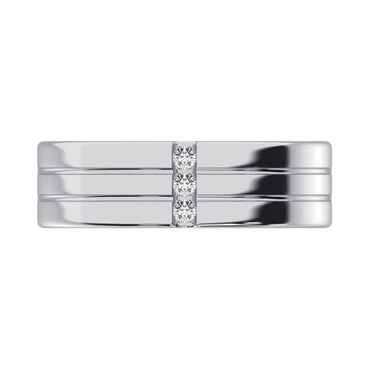 Diamond 1/10 Ct.Tw. Mens Machine Band in 10K White Gold