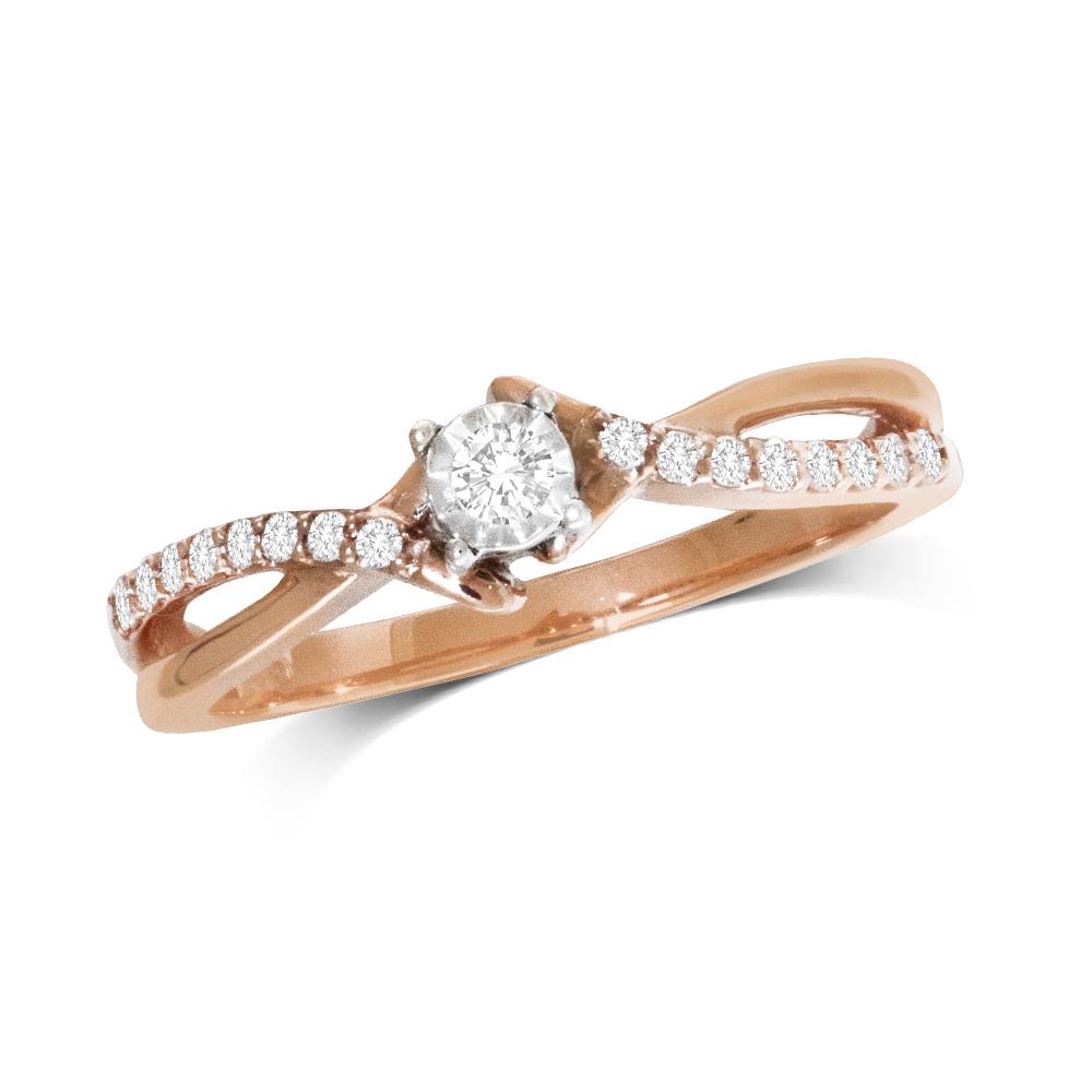 10K Rose Gold 1/6 Ct.Tw.Diamond Promise Ring