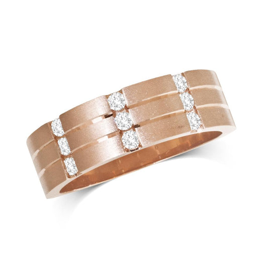 14K White Gold 1/3 Ct.Tw.Diamond Machine Mens Band