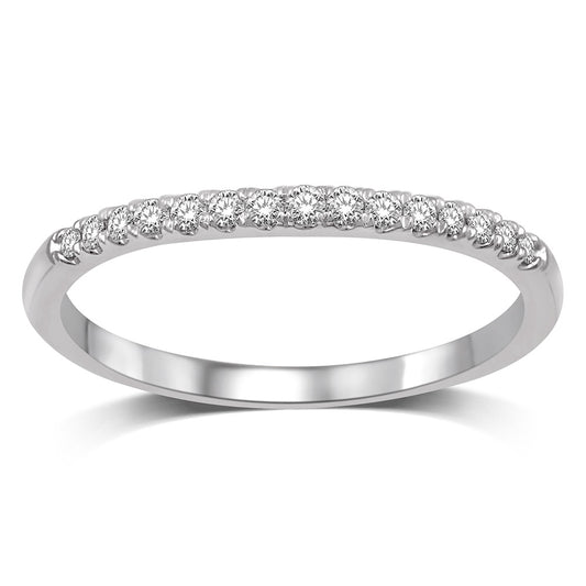 14K White Gold Diamond 1/8 Ct.Tw. Men's Machine Band