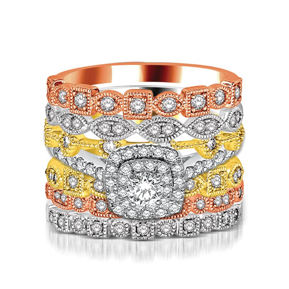 14K White Gold 1/6 Ct.Tw.Diamond Stackable Band