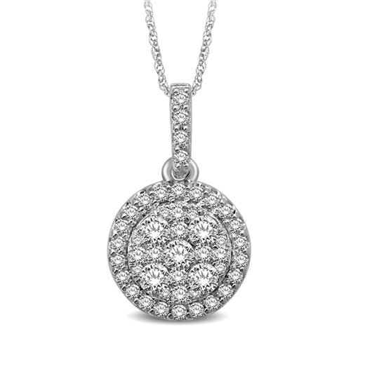 14K White Gold 3/4 Ctw Diamond Fashion Pendant
