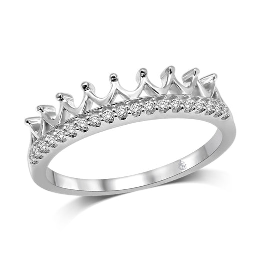 14K White Gold 1/10 Ct.Tw.Diamond Stackable Band