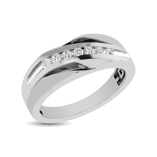 10K White Gold 1/10 Ct.Tw. Diamond Seven Stone Mens Band