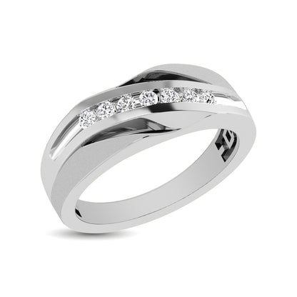 10K White Gold 1/10 Ct.Tw. Diamond Seven Stone Mens Band