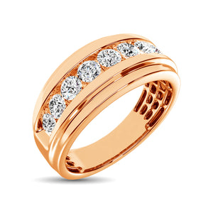 10K Rose Gold 1/2 Ct.Tw. Diamond Satin Finish Mens Band