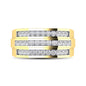 10K Yellow Gold 1/4 Ct.Tw.Diamond Triple Row Mens Band