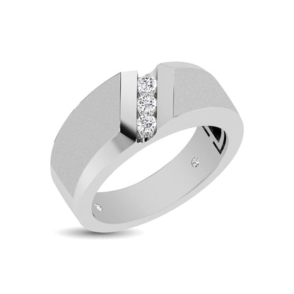 10K White Gold 1/10 Ct.Tw. Diamond Three Stone Mens Band