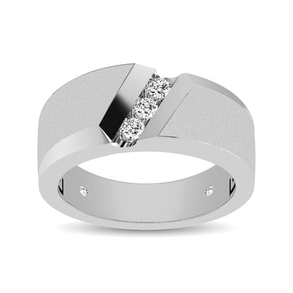 10K White Gold 1/10 Ct.Tw. Diamond Three Stone Mens Band