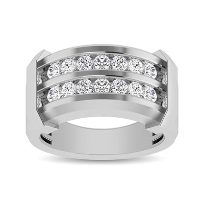 10K White Gold 1/5 Ctw Round Cut Diamond Mens Wedding Band